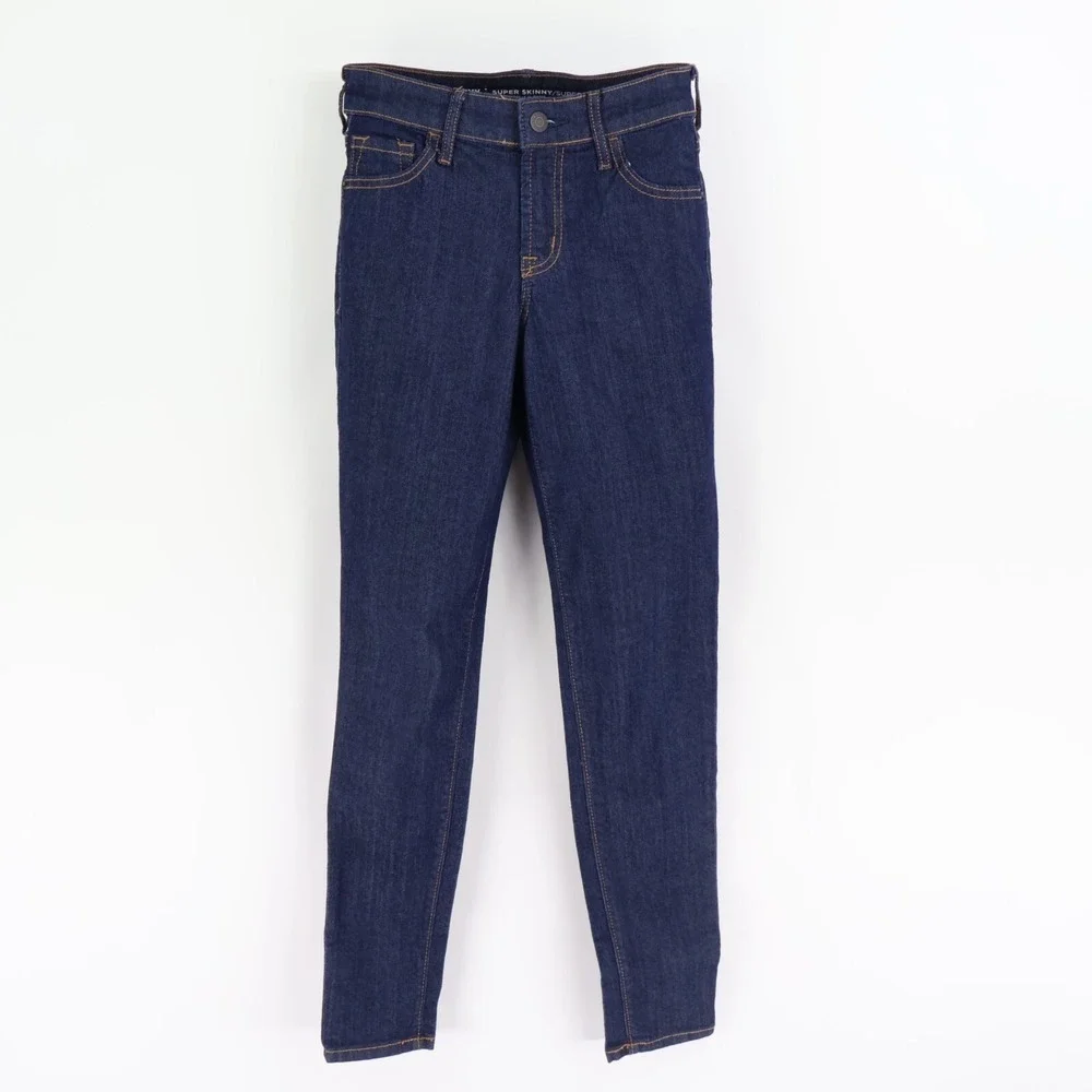 Old Navy Super Skinny Jeans‎ Mid Rise Womens Size 0 Short Blue Dark Wash Stretch